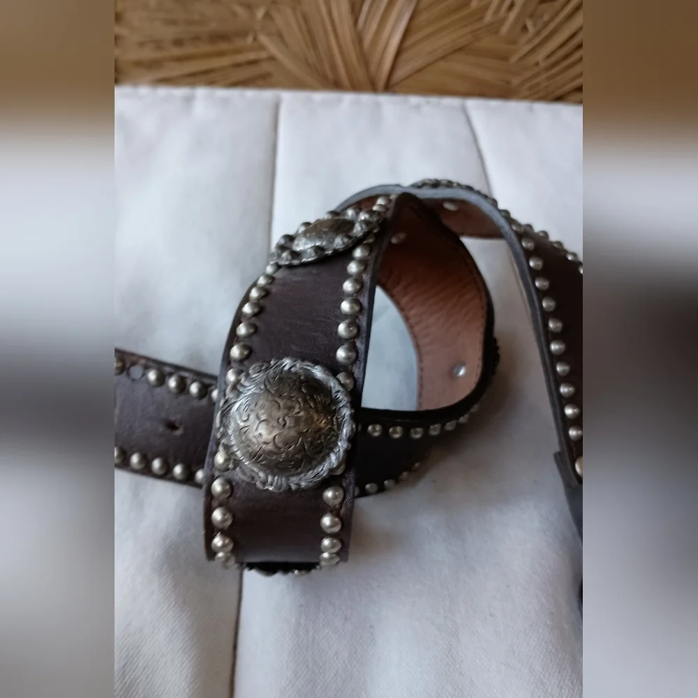 Vintage Western Studded Black Leather Belt